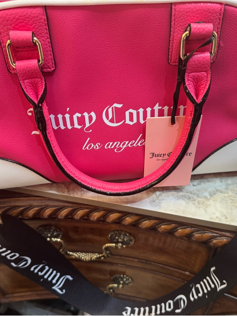 Juicy Couture Hot Pink and White Logo Tote